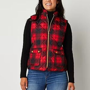 St. John's Bay Red and Black Plaid Women's Vest